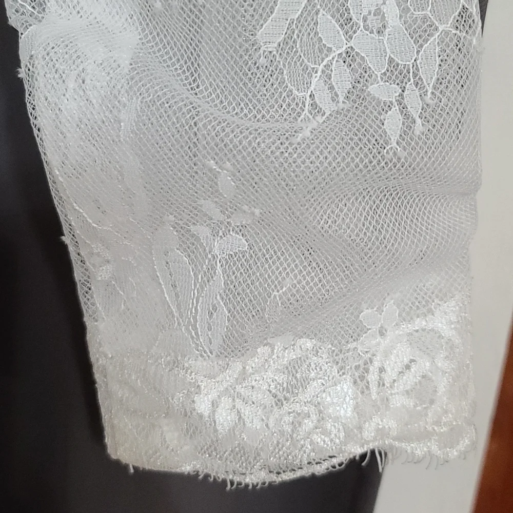 NWT Brides Wedding Dress White Sheer Lacy Floral Zips Train Lined Size 10‎ READ